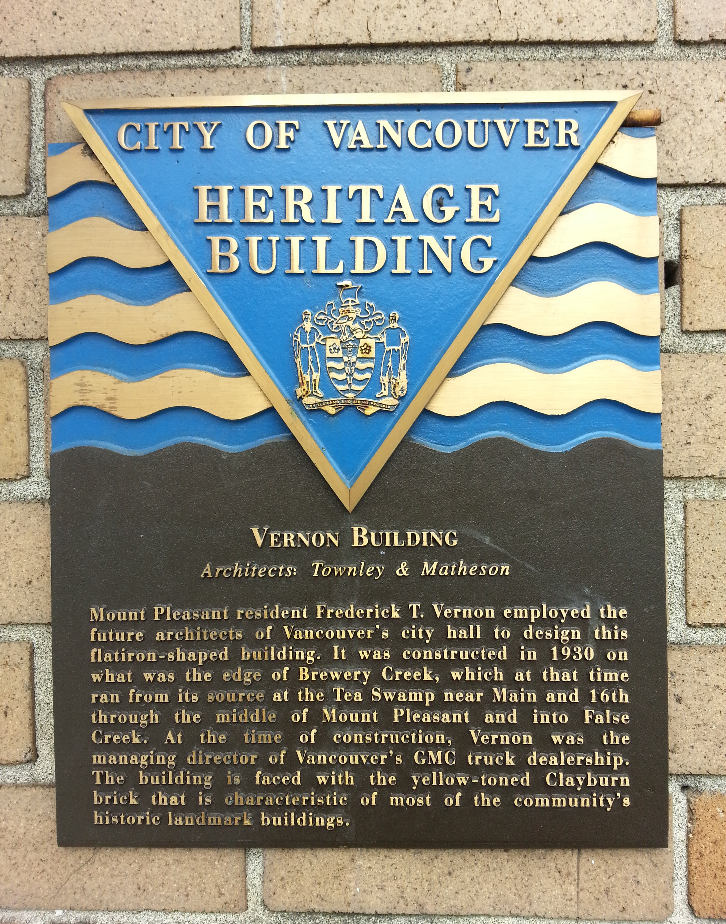 Vernon Building - plaque